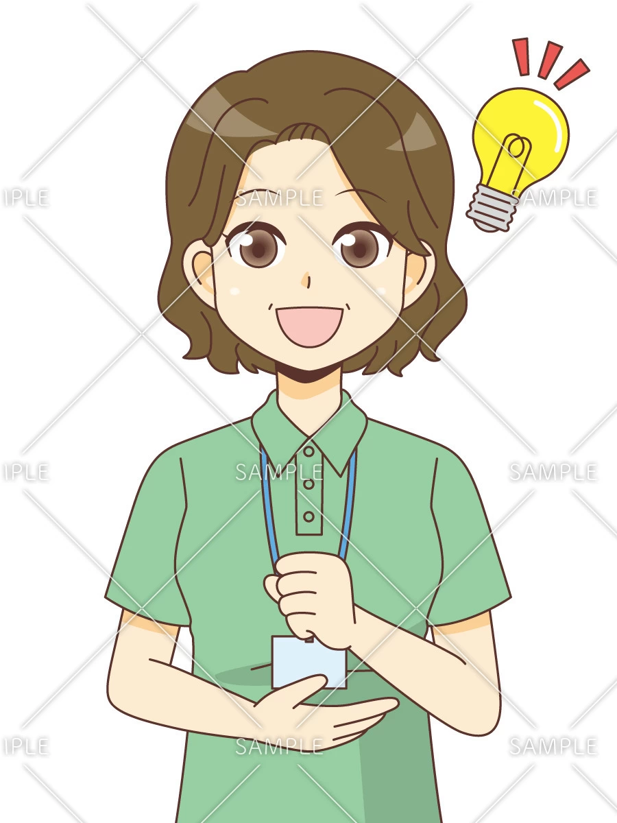 納得する女性ケアマネジャー（ケアマネジャー・社会福祉士/介護現場の人物）のイラスト
