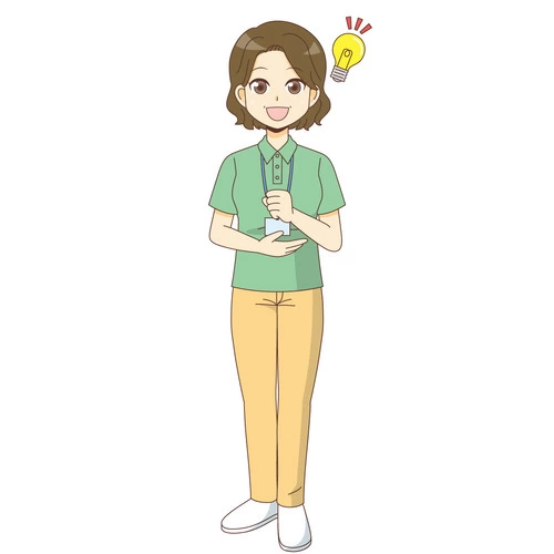 納得する女性ケアマネジャー（ケアマネジャー・社会福祉士/介護現場の人物）のイラスト