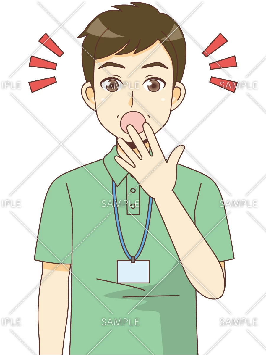 おどろく男性ケアマネジャー（ケアマネジャー・社会福祉士/介護現場の人物）のイラスト