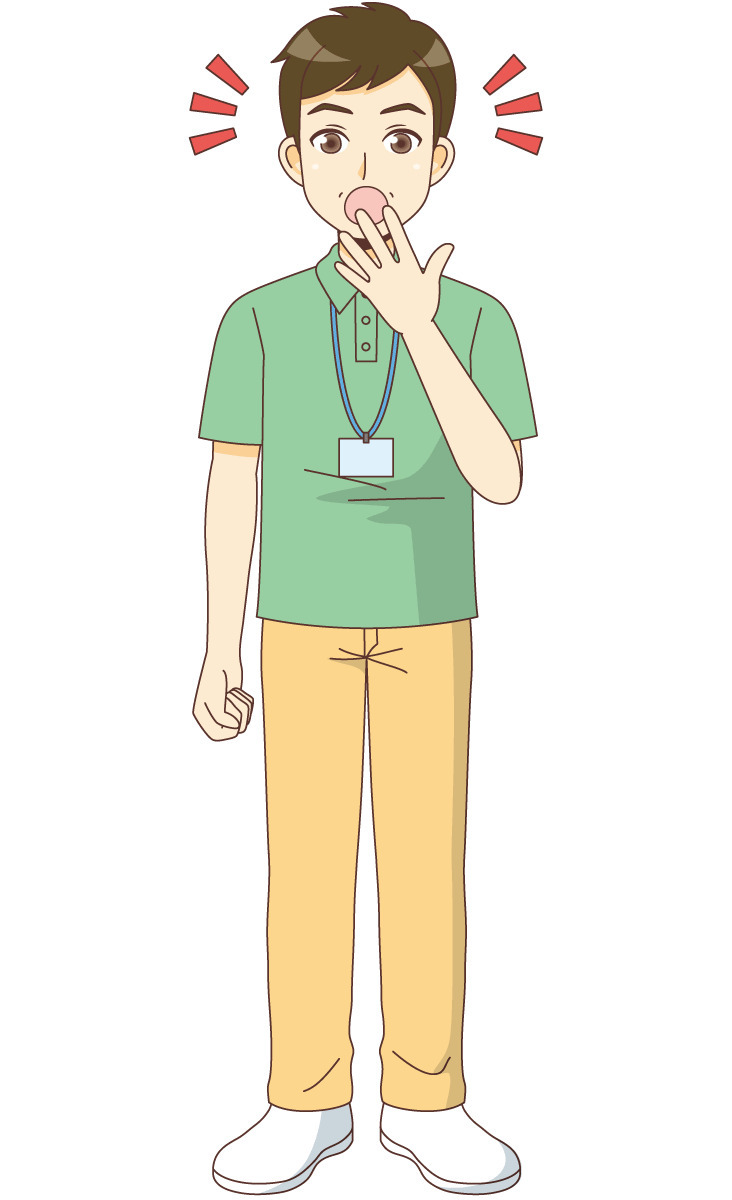 おどろく男性ケアマネジャー ケアマネジャー 社会福祉士 介護現場の人物 の無料イラスト 介護アンテナ