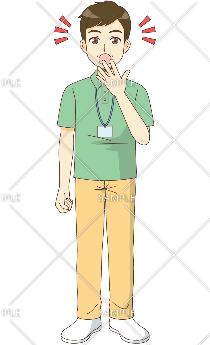 おどろく男性ケアマネジャー（ケアマネジャー・社会福祉士/介護現場の人物）のイラスト