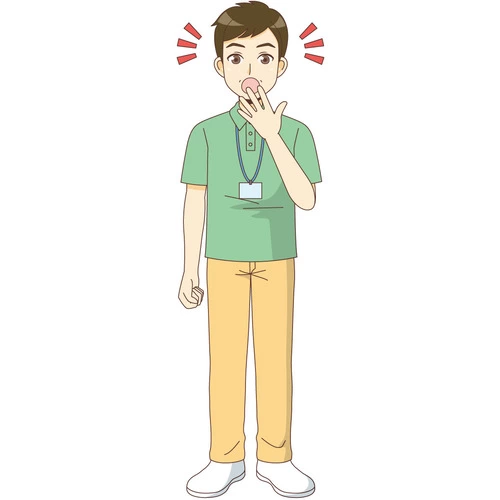おどろく男性ケアマネジャー（ケアマネジャー・社会福祉士/介護現場の人物）のイラスト