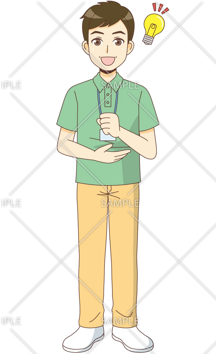 納得する男性ケアマネジャー（ケアマネジャー・社会福祉士/介護現場の人物）のイラスト