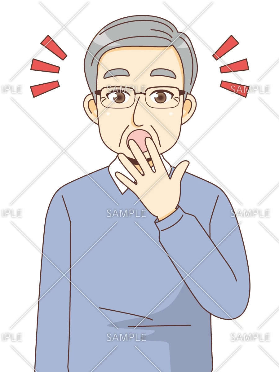 おどろく男性高齢者（高齢者（おじいさん・おばあさん）/介護現場の人物）のイラスト