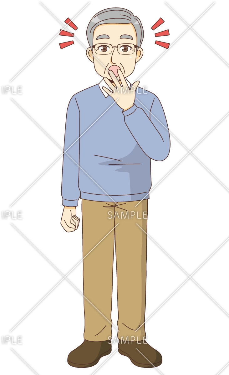 おどろく男性高齢者（高齢者（おじいさん・おばあさん）/介護現場の人物）のイラスト