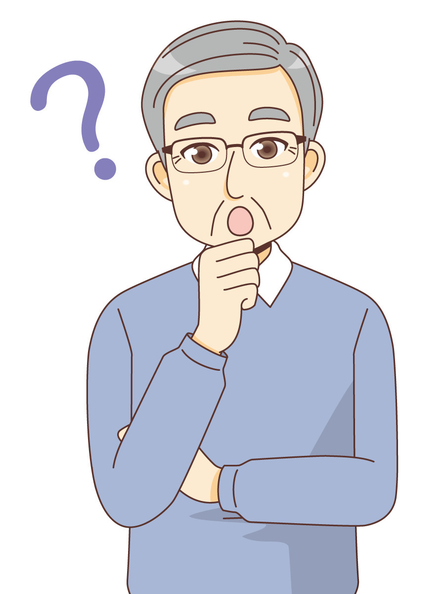 疑問を持つ男性高齢者 高齢者 おじいさん おばあさん 介護現場の人物 の無料イラスト 介護アンテナ