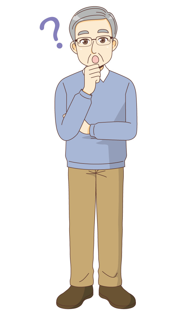 疑問を持つ男性高齢者 高齢者 おじいさん おばあさん 介護現場の人物 の無料イラスト 介護アンテナ