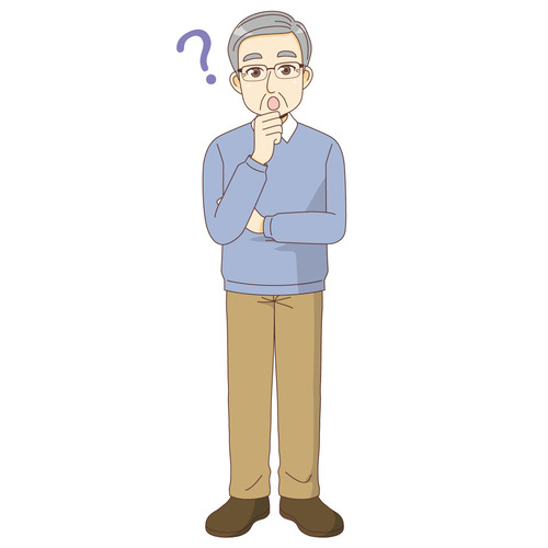 疑問を持つ男性高齢者 高齢者 おじいさん おばあさん 介護現場の人物 の無料イラスト 介護アンテナ