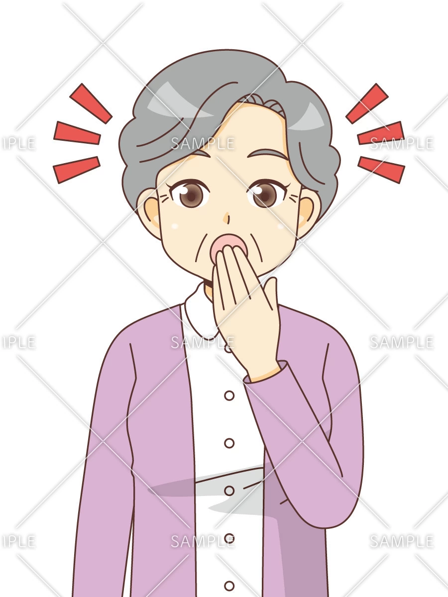 おどろく女性高齢者（高齢者（おじいさん・おばあさん）/介護現場の人物）のイラスト