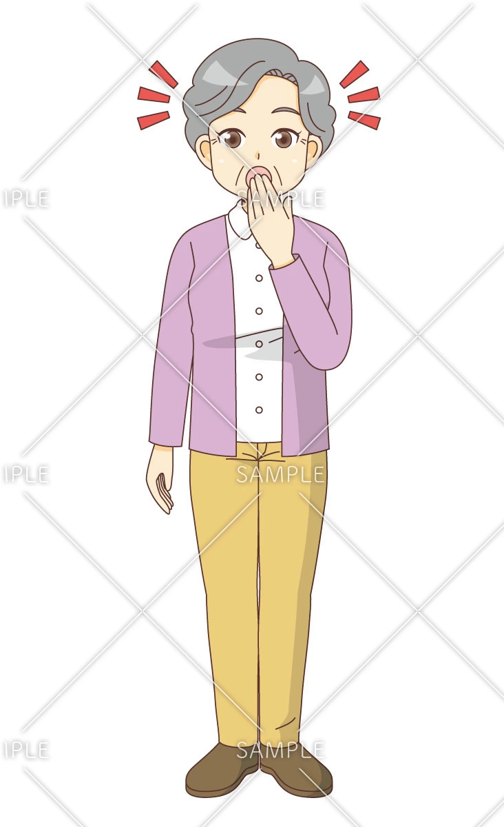 おどろく女性高齢者（高齢者（おじいさん・おばあさん）/介護現場の人物）のイラスト