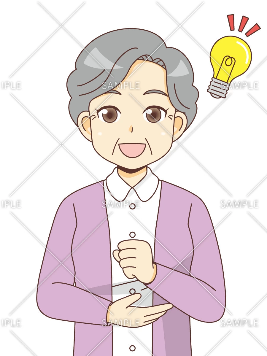 納得する女性高齢者（高齢者（おじいさん・おばあさん）/介護現場の人物）のイラスト