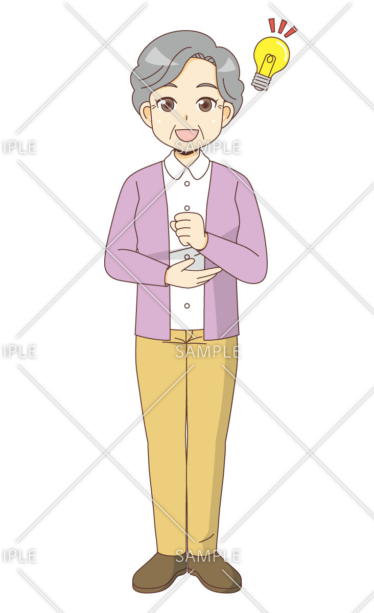 納得する女性高齢者（高齢者（おじいさん・おばあさん）/介護現場の人物）のイラスト