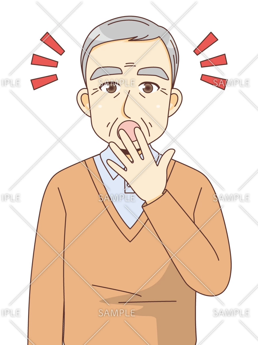 おどろく男性高齢者（高齢者（おじいさん・おばあさん）/介護現場の人物）のイラスト