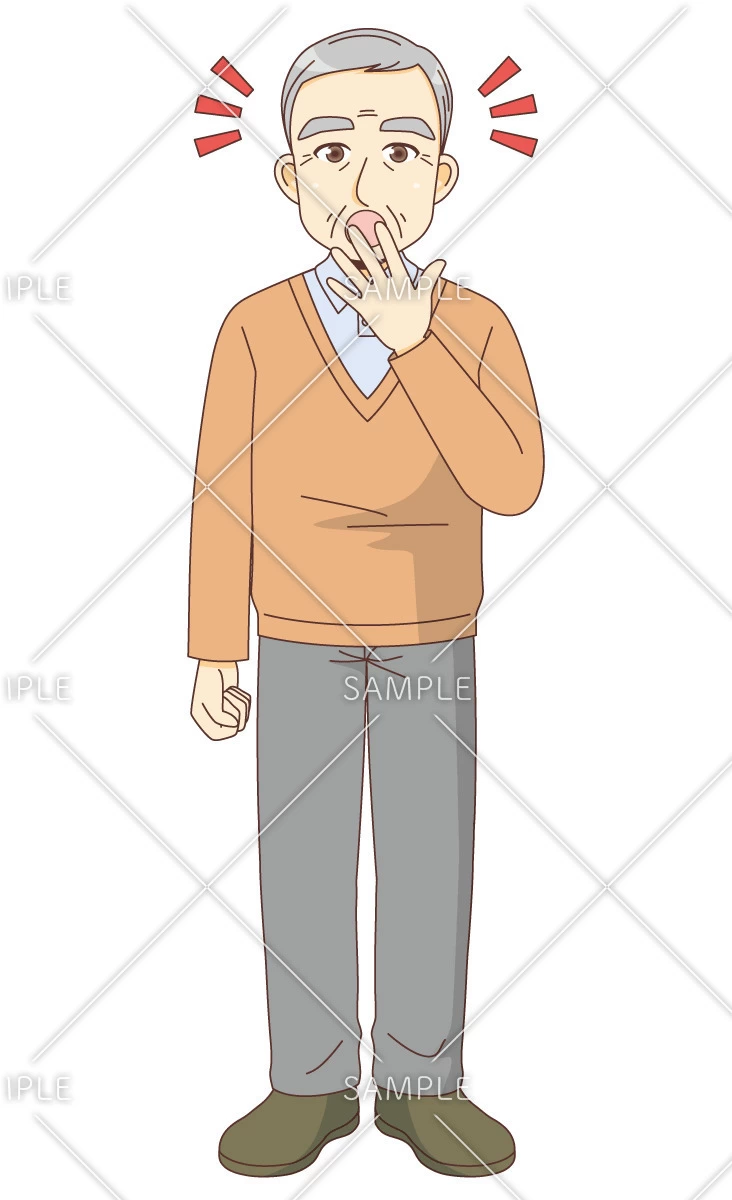 おどろく男性高齢者（高齢者（おじいさん・おばあさん）/介護現場の人物）のイラスト