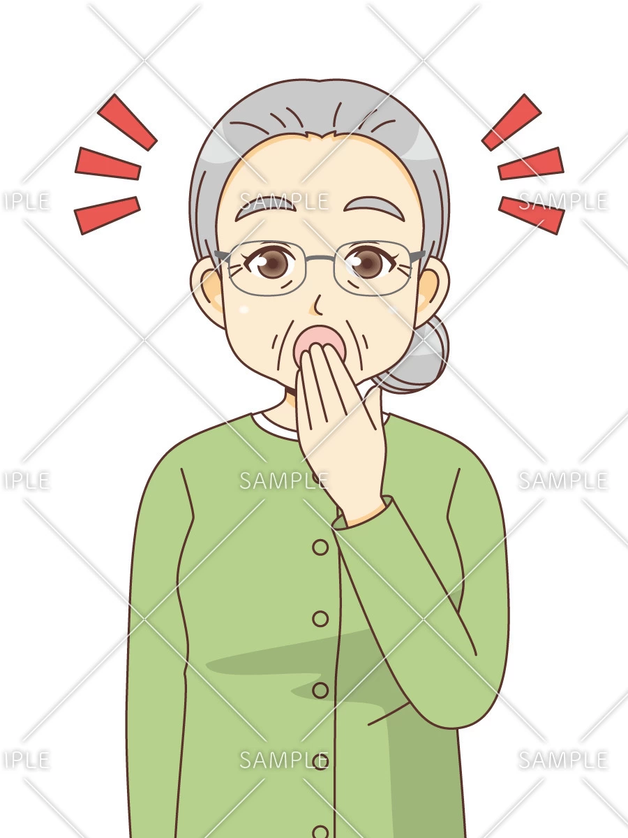 おどろく女性高齢者（高齢者（おじいさん・おばあさん）/介護現場の人物）のイラスト