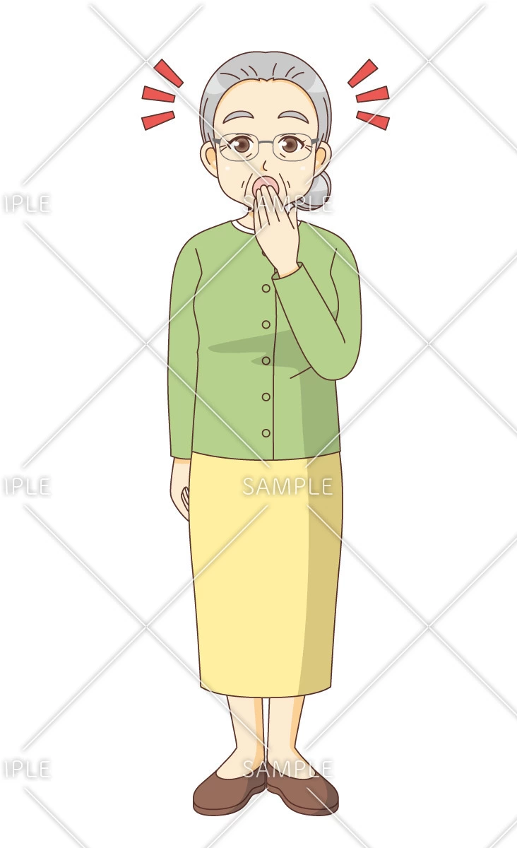 おどろく女性高齢者（高齢者（おじいさん・おばあさん）/介護現場の人物）のイラスト