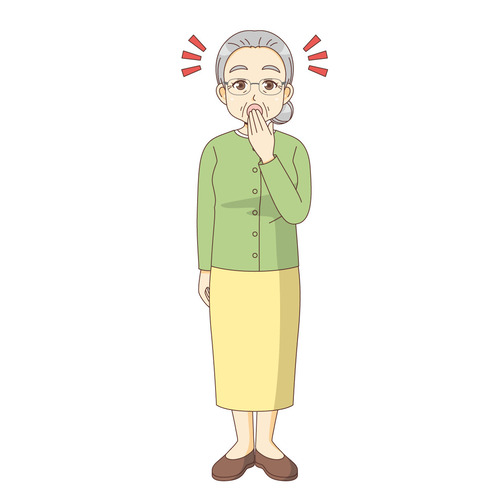 おどろく女性高齢者（高齢者（おじいさん・おばあさん）/介護現場の人物）のイラスト