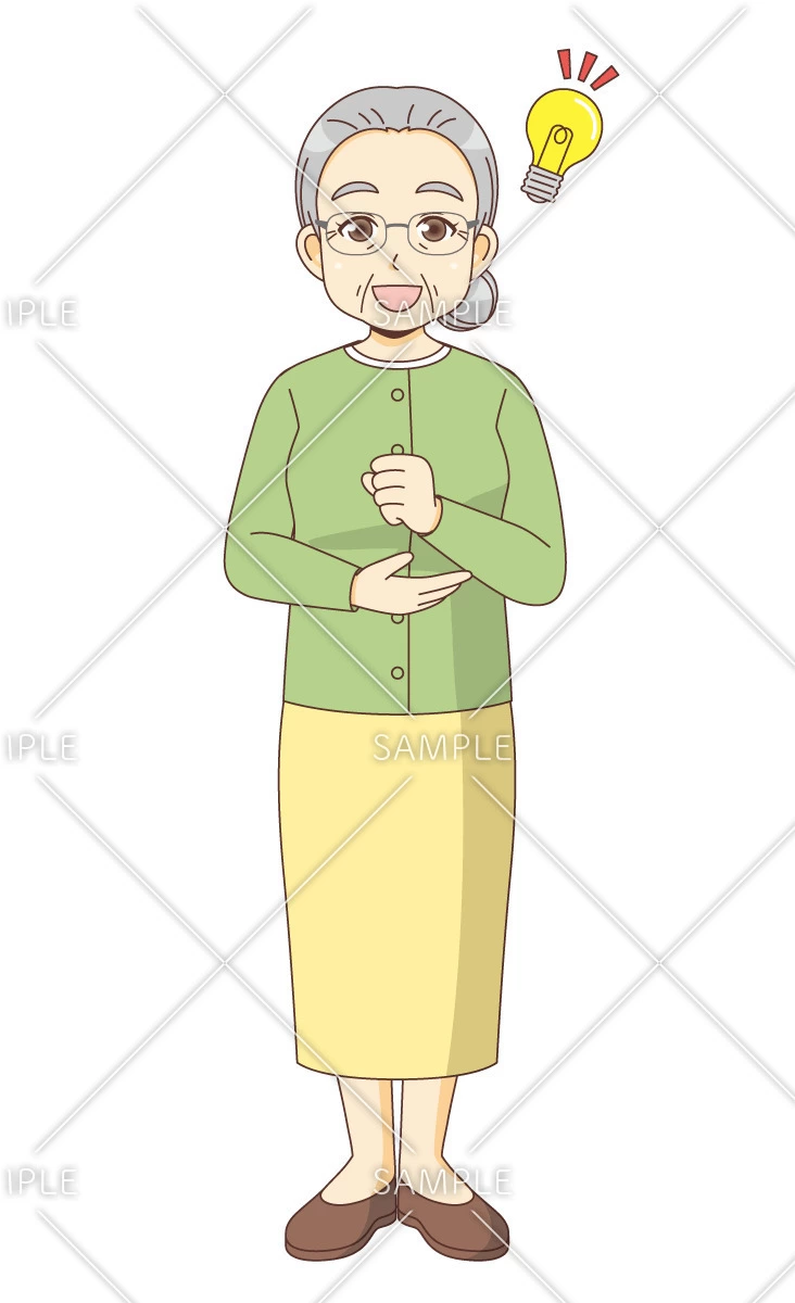 納得する女性高齢者（高齢者（おじいさん・おばあさん）/介護現場の人物）のイラスト