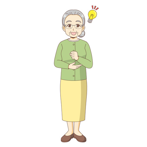 納得する女性高齢者（高齢者（おじいさん・おばあさん）/介護現場の人物）