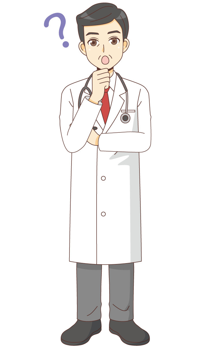 疑問を持つ男性医師 医者 医療 病気 の無料イラスト 介護アンテナ