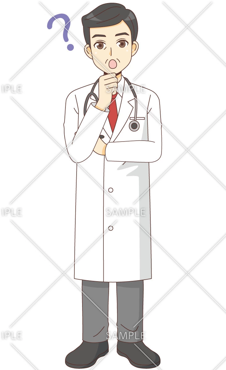 疑問を持つ男性医師（医者/医療・病気）のイラスト