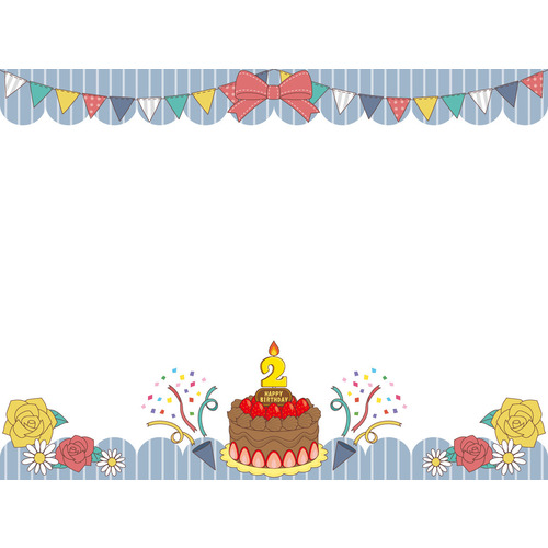 誕生日カード（2月）（お便り・お便りフレーム/フレーム・テンプレート）のイラスト
