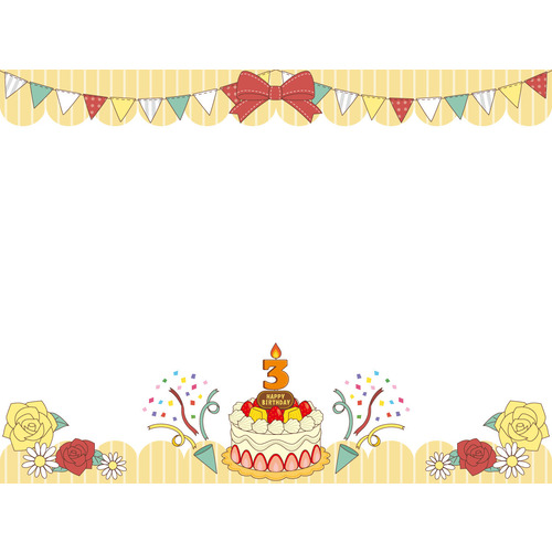 誕生日カード（3月）（お便り・お便りフレーム/フレーム・テンプレート）のイラスト