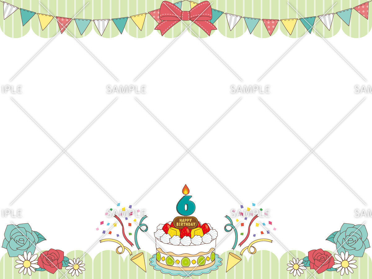 誕生日カード（6月）（お便り・お便りフレーム/フレーム・テンプレート）のイラスト