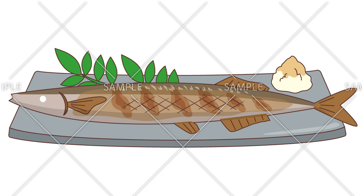 サンマの塩焼き（食べ物・飲み物/その他一般・装飾）のイラスト