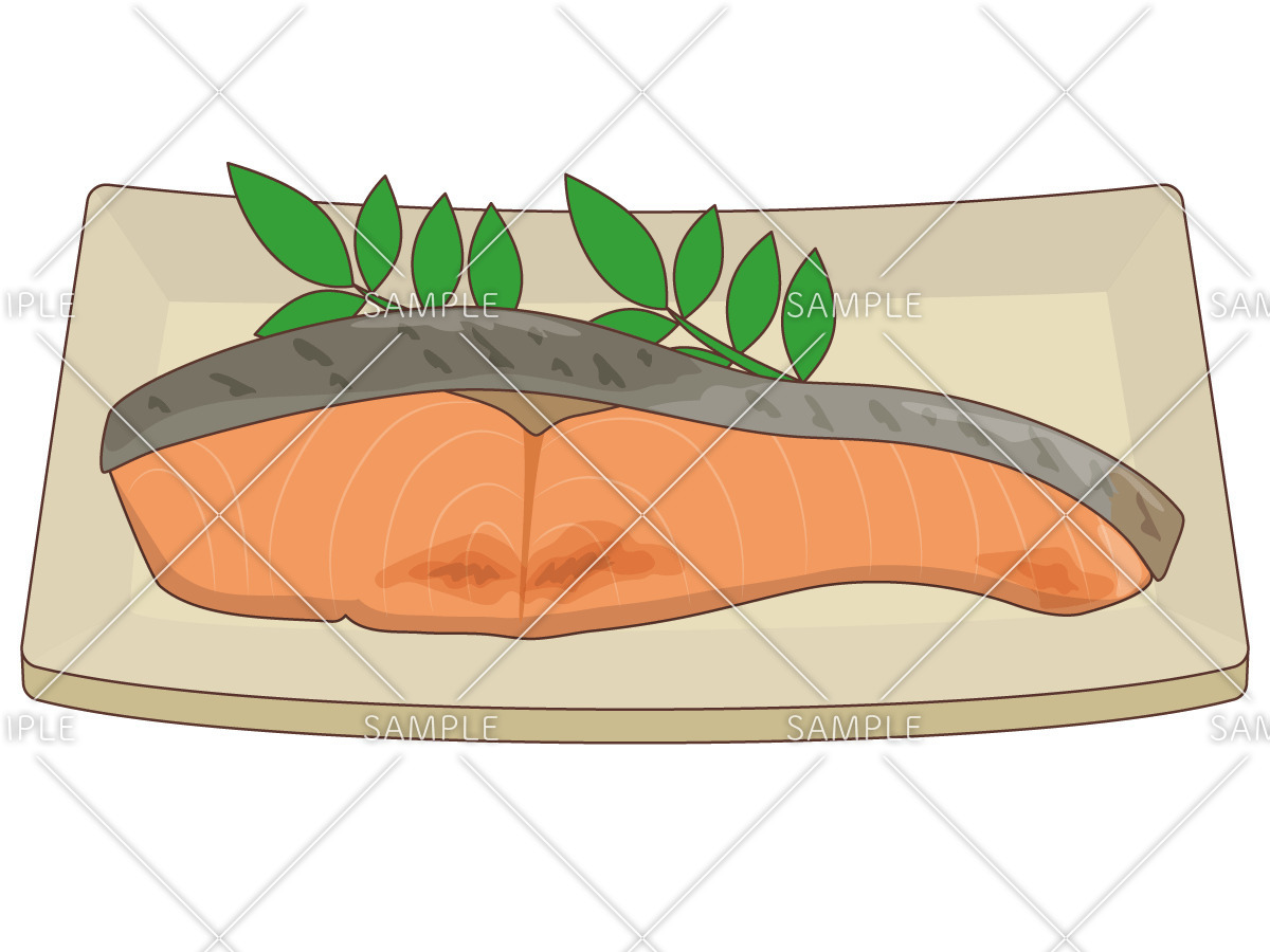 焼き鮭（食べ物・飲み物/その他一般・装飾）のイラスト