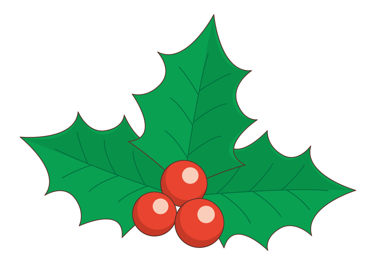 ヒイラギのクリスマス飾り 季節 行事 その他一般 装飾 の無料イラスト 介護アンテナ
