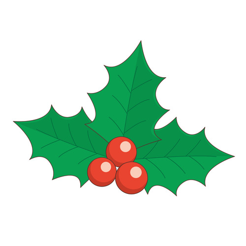 ヒイラギのクリスマス飾り（季節・行事/その他一般・装飾）のイラスト