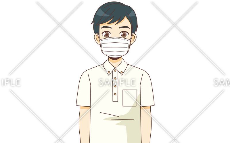マスク着用する男性介護職 介護士 ヘルパー 介護現場の人物 の無料イラスト 介護アンテナ