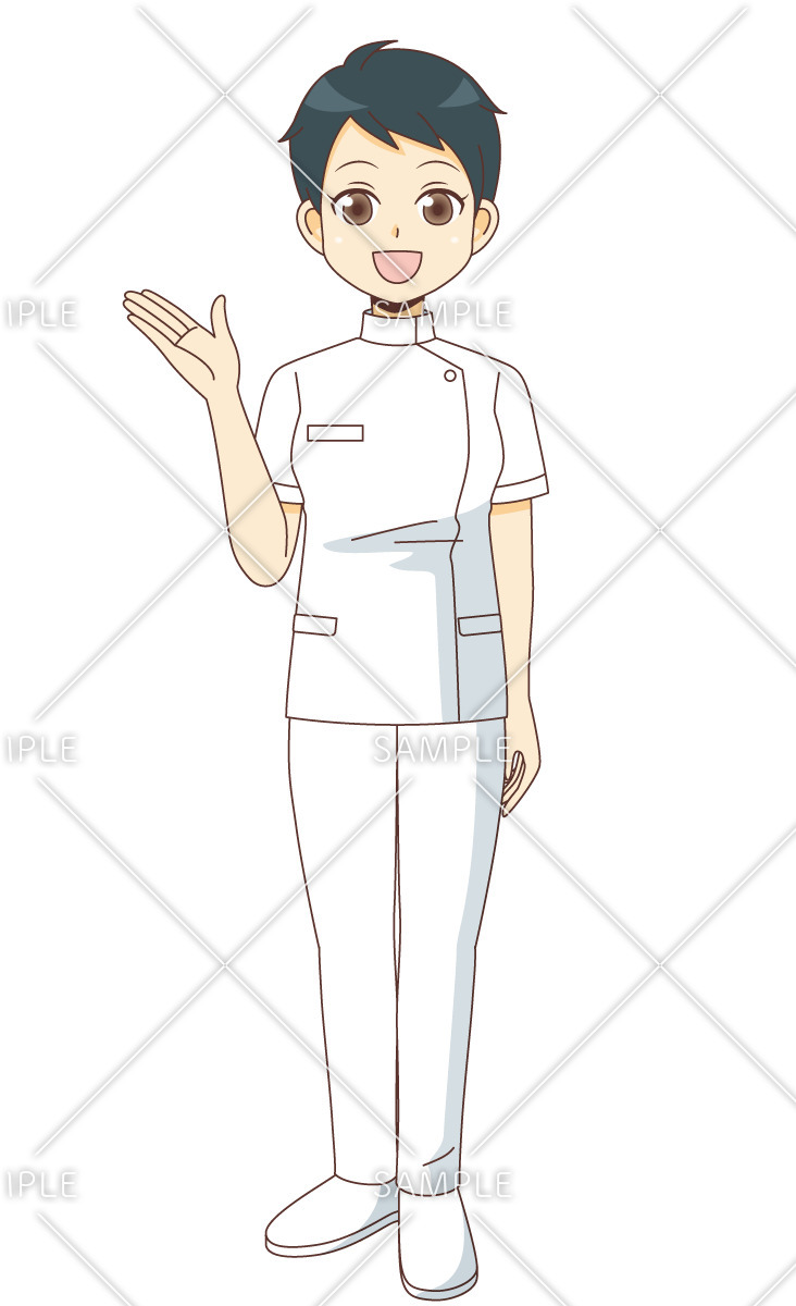 ご案内する女性看護師（看護師/医療・病気）のイラスト