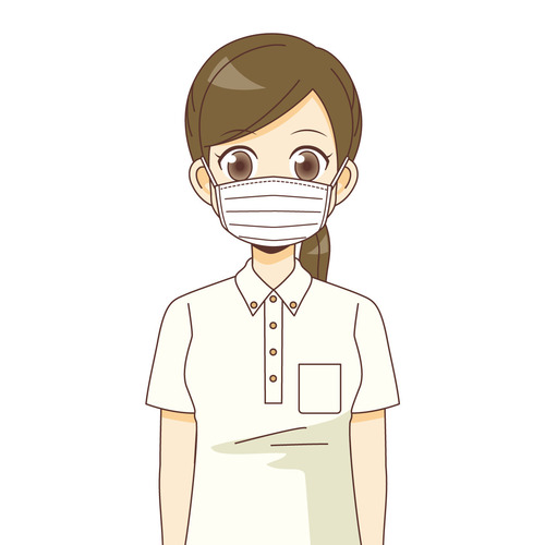マスク着用する女性介護職（介護士・ヘルパー/介護現場の人物）