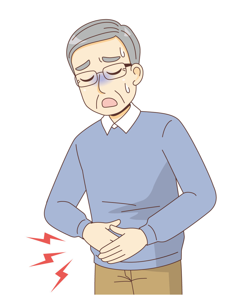 腹痛を起こす男性高齢者 その他高齢者の病気 怪我 事故 医療 病気 の無料イラスト 介護アンテナ