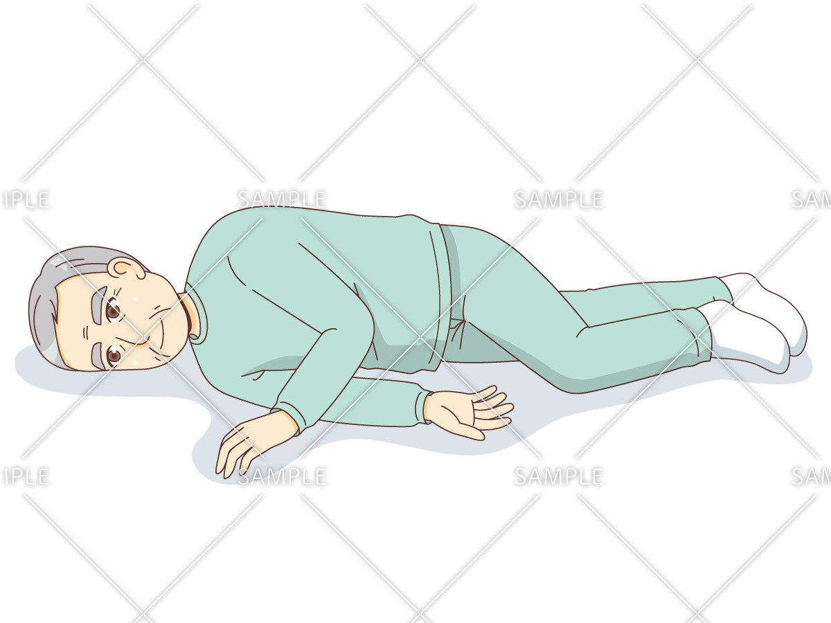 半側臥位 高齢者 おばあさん おじいさん 介護現場の人物 の無料イラスト 介護アンテナ