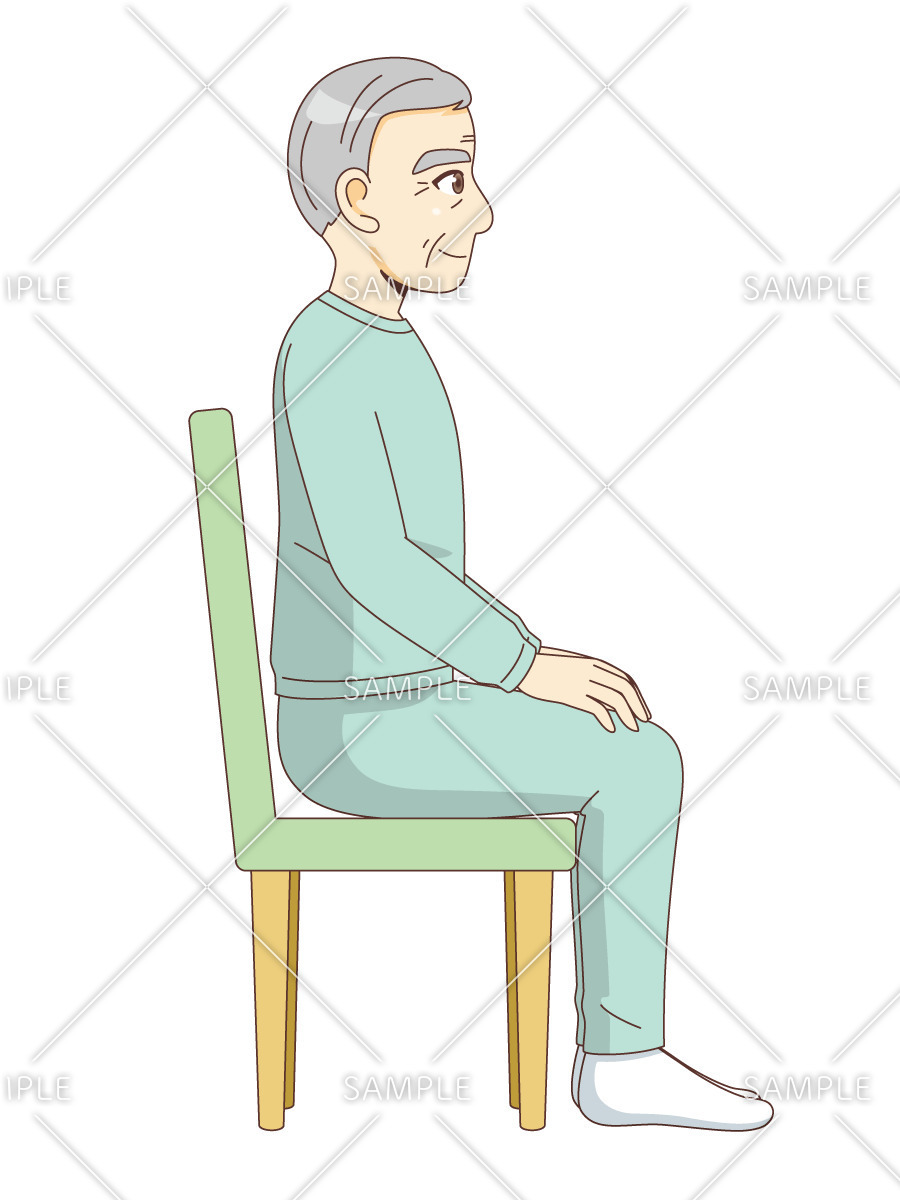 椅座位（高齢者（おばあさん・おじいさん）/介護現場の人物）のイラスト