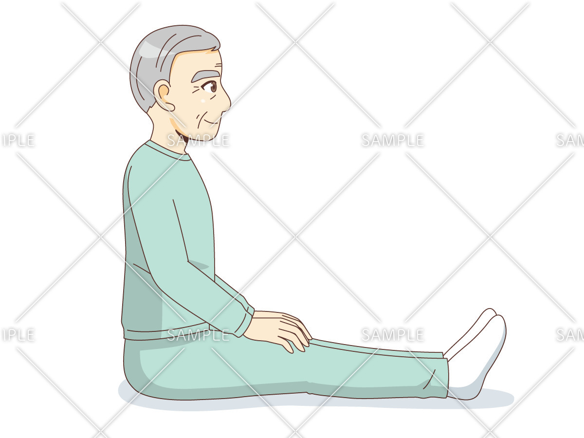長座位（高齢者（おばあさん・おじいさん）/介護現場の人物）のイラスト