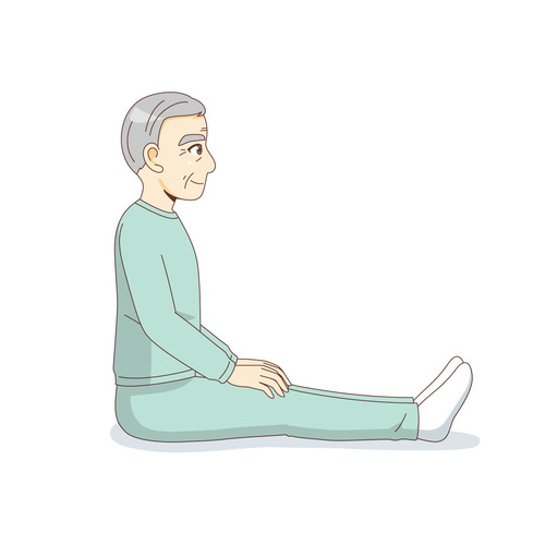 長座位（高齢者（おばあさん・おじいさん）/介護現場の人物）のイラスト