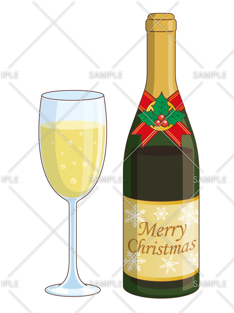 クリスマスに飲むシャンパン（季節・行事/その他一般・装飾）のイラスト
