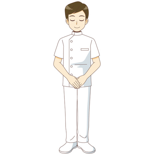 おじぎをする男性看護師（看護師/医療・病気）のイラスト
