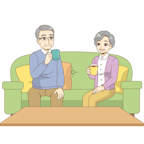 夫婦での入居（老人ホーム・介護施設/施設・サービス）のイラスト
