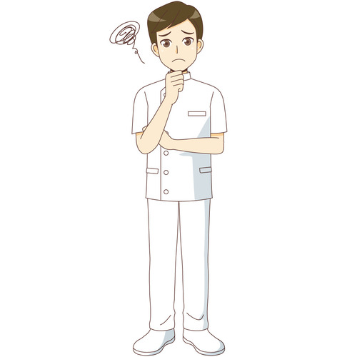 困っている男性看護師（看護師/医療・病気）のイラスト