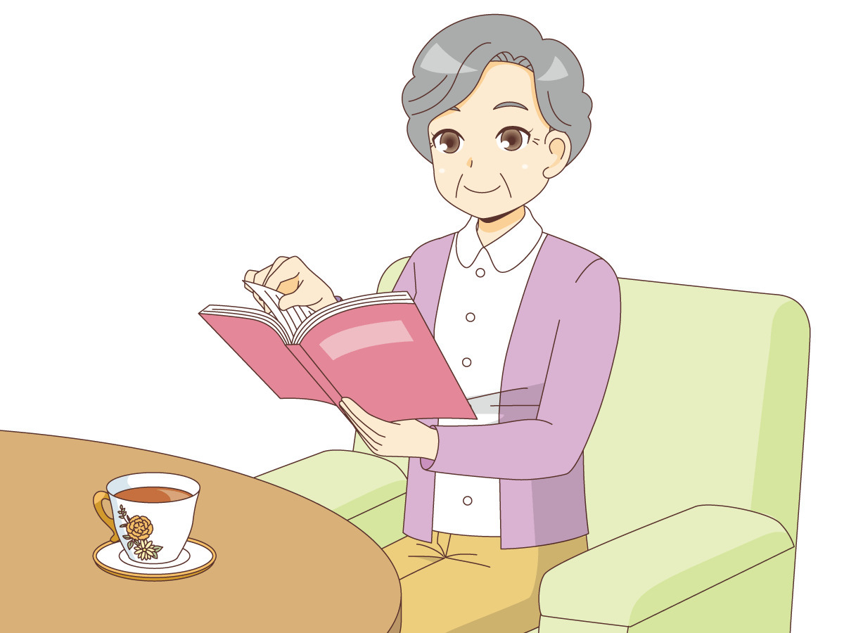 読書を楽しむ女性高齢者 高齢者 おばあさん おじいさん 介護現場の人物 の無料イラスト 介護アンテナ 読書を楽しむ女性高齢者 高齢者 おばあさん おじいさん 介護現場の人物 の無料イラスト 介護アンテナ
