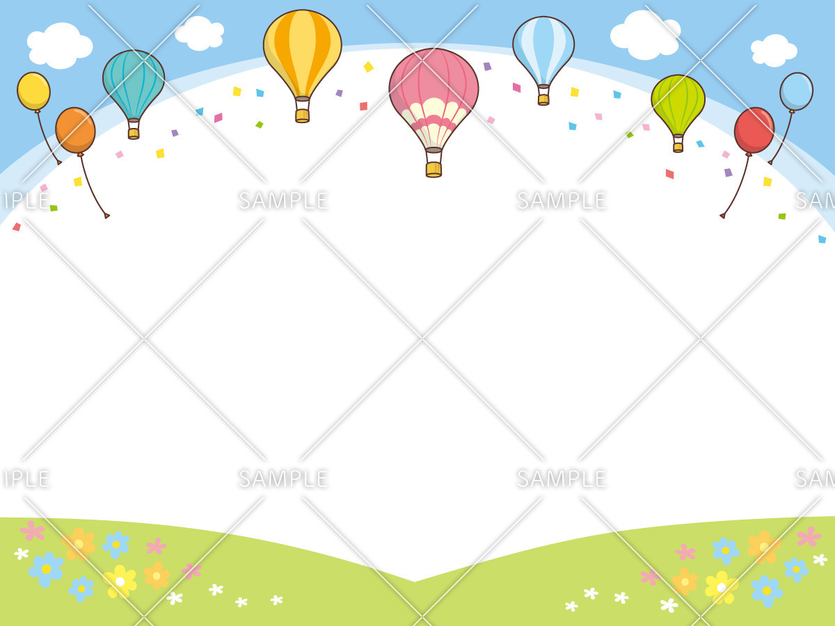 風船と気球のフレーム（お便り・お便りフレーム/フレーム・テンプレート）のイラスト