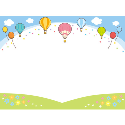風船と気球のフレーム（お便り・お便りフレーム/フレーム・テンプレート）のイラスト