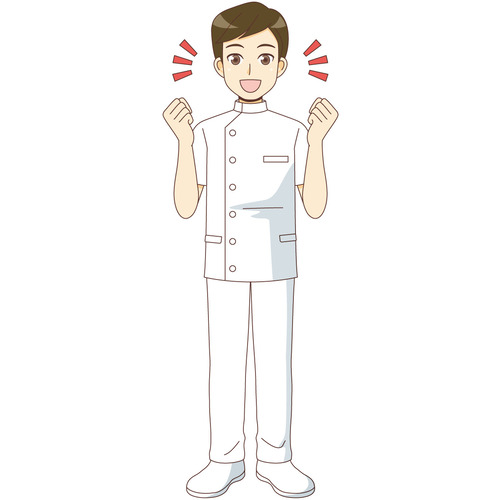 ガッツポーズする男性看護師（看護師/医療・病気）のイラスト