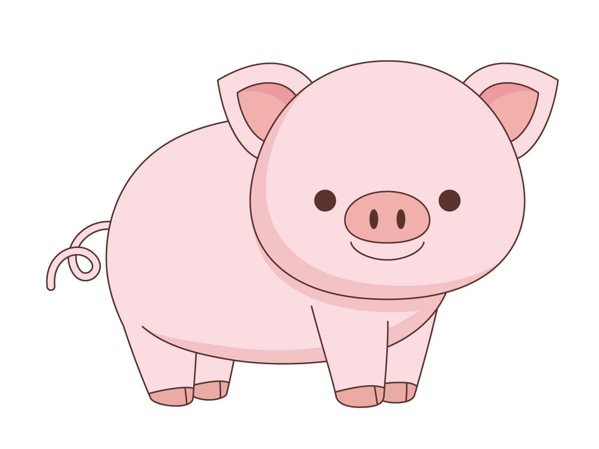 かわいいブタ（動物/その他一般・装飾）の無料イラスト | 介護アンテナ