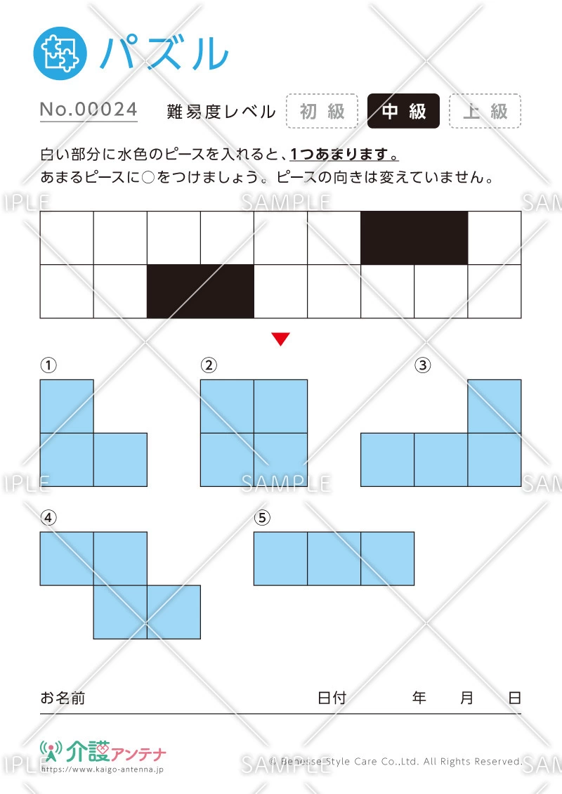 余るピースを見つけるパズル -No.00024(高齢者向けパズルの介護レク素材)